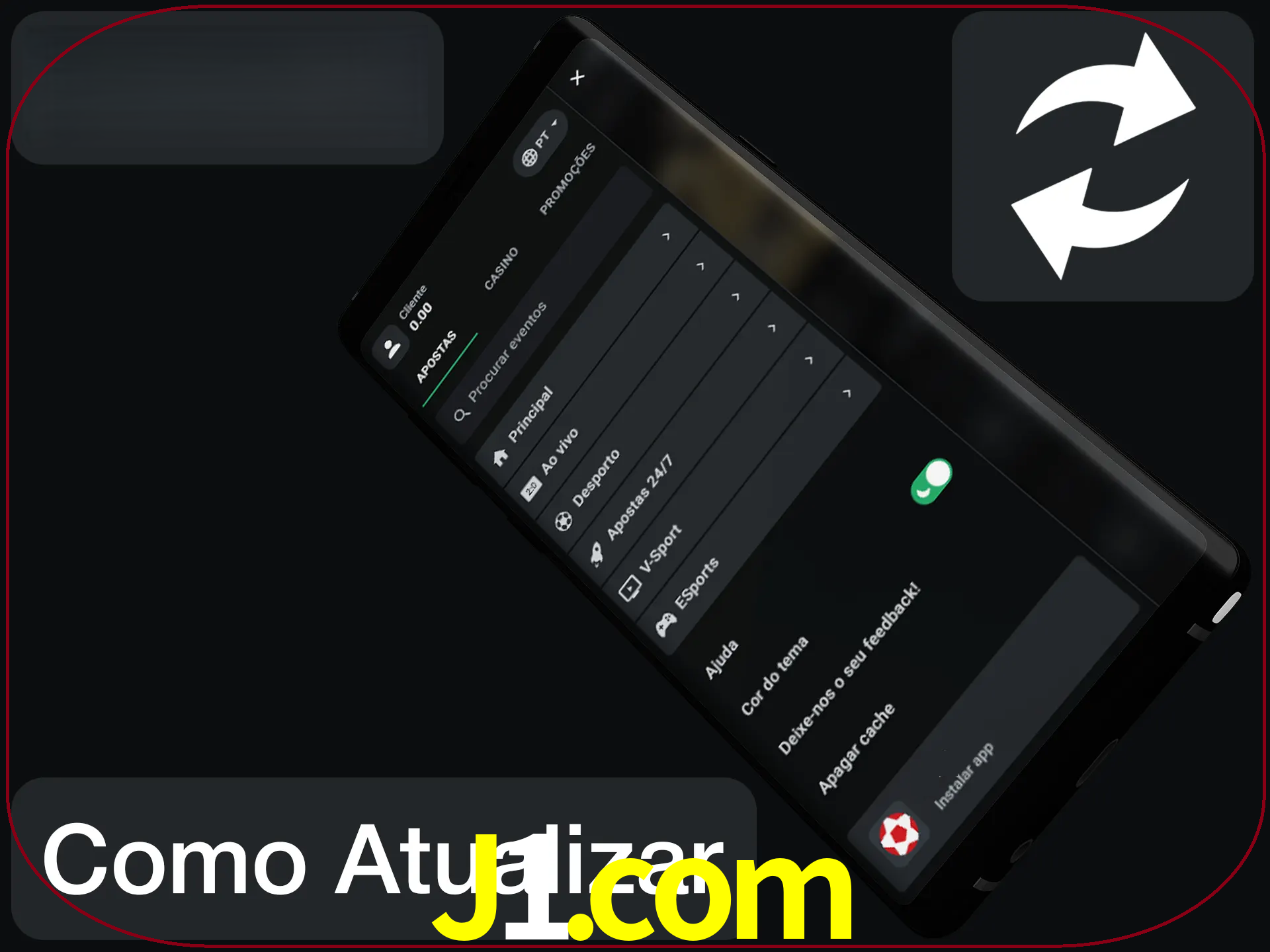 O aplicativo é atualizado automaticamente quando você faz o login.