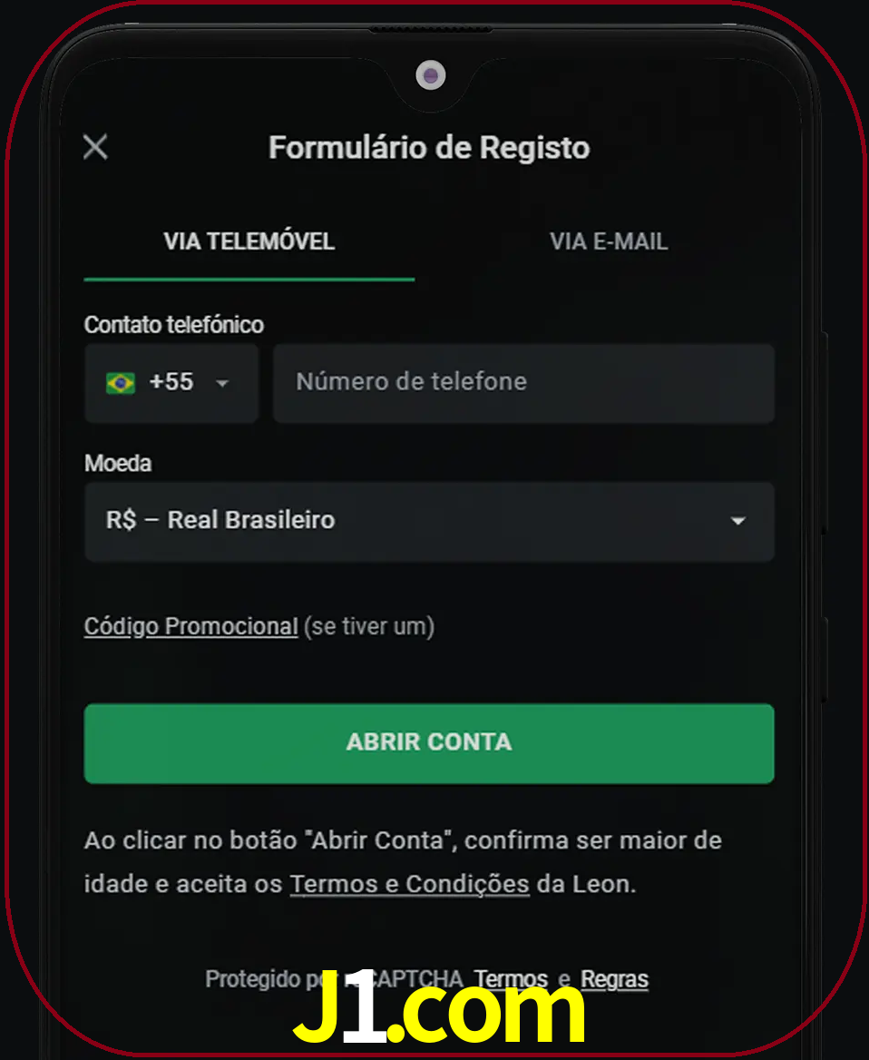 Abra o aplicativo e inicie o processo de registro.