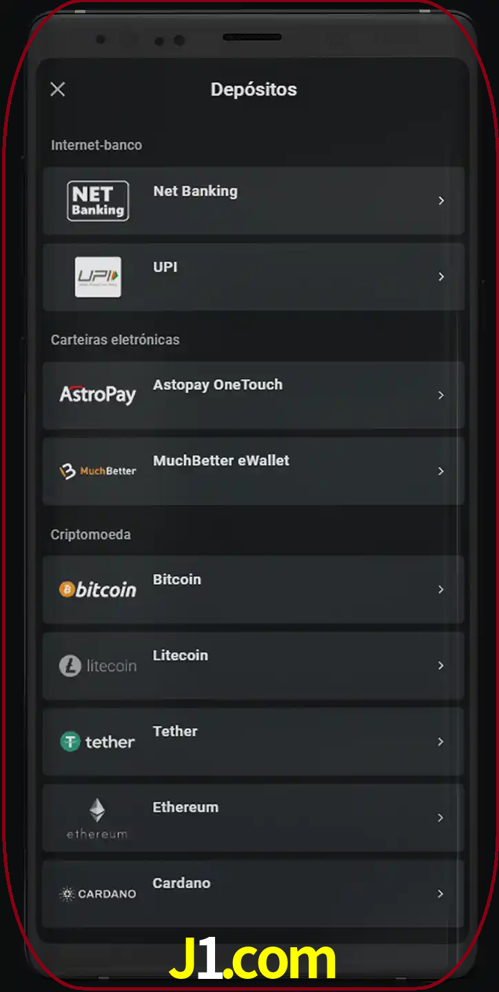 Você pode usar métodos alternativos de depósito.